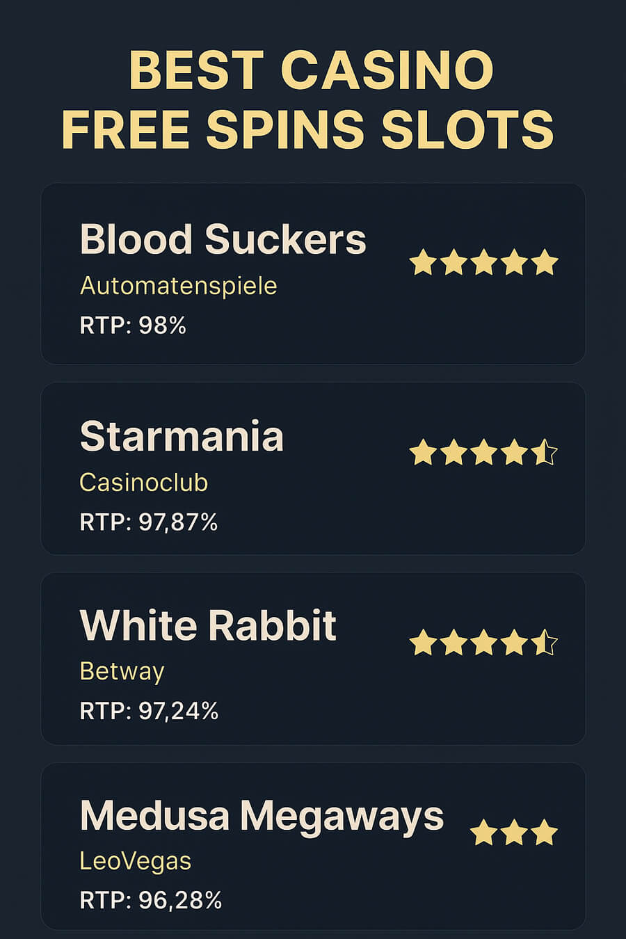 The Best Slots for No Deposit Free Spins. RTP and Bonus Round Analysis