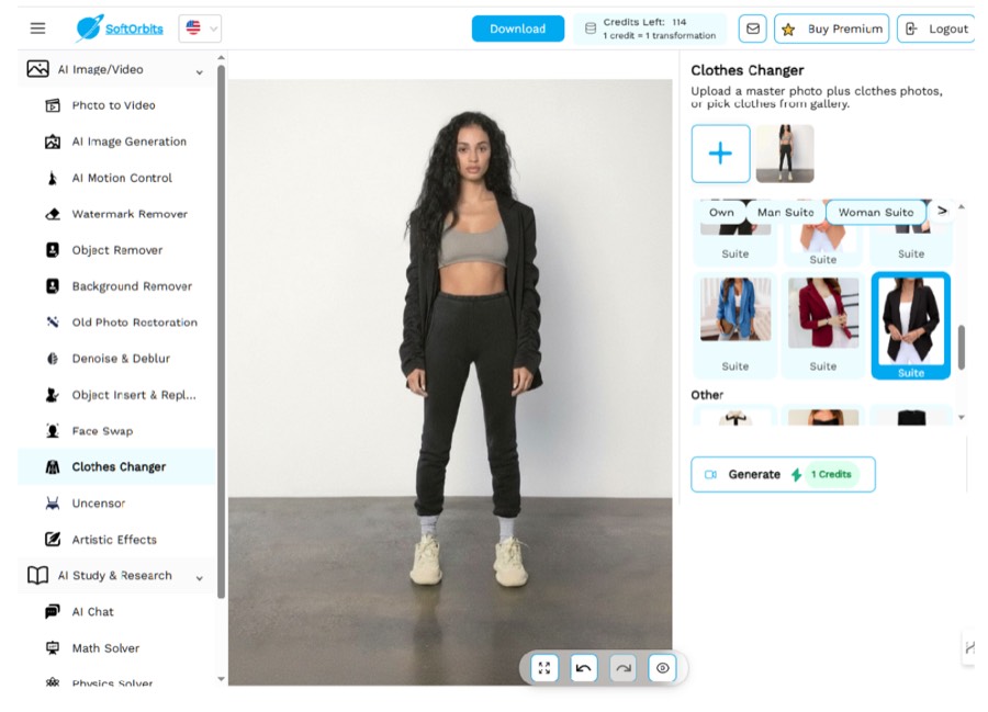 AI Clothes Changer interface